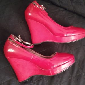 Wedged heels with ankle strap